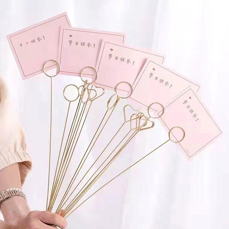ที่ใส่บัตรโลหะ Round Heart Star Mickey Shape Gold Color Bouquet Decorative