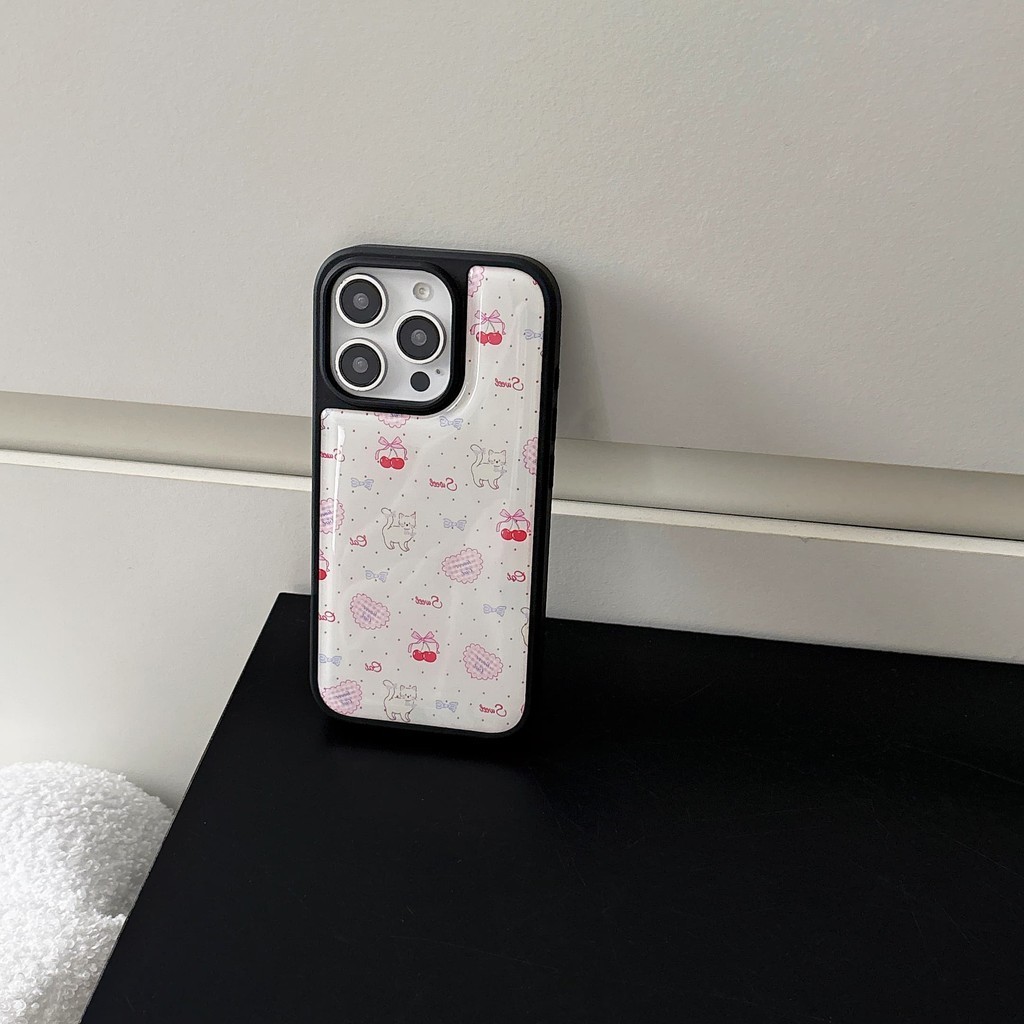 Cherry ลูกแมวเคสโทรศัพท์ Anti-Fall เคสโทรศัพท์สําหรับ iPhone 16 Promax 15 Promax 11 12 13 14plus 15plus 16e 16plus 16pro 15pro