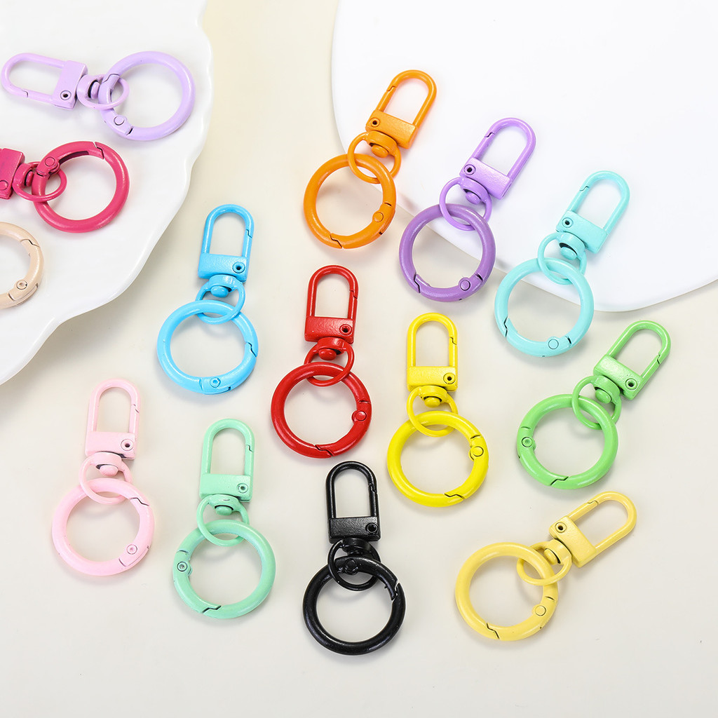 10 ชิ้นสีลูกอมสปริงหัวเข็มขัดกับหัวเข็มขัดประตู Handmade DIY พวงกุญแจอุปกรณ์เสริม