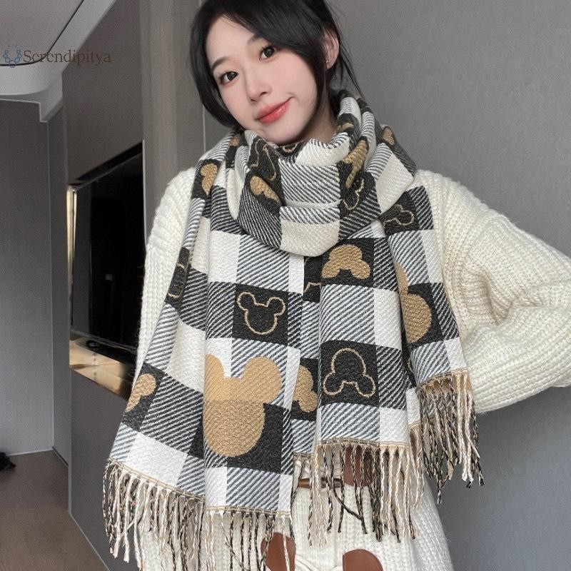 SEE 2025 ฤดูใบไม้ร่วงและฤดูหนาวใหม่ผ้าพันคอผู้หญิงผ้าพันคอคอลายสก๊อตแฟชั่นและอเนกประสงค์ผ้าคลุมไหล่หนาสองด้าน TH - รูปที่ 4
