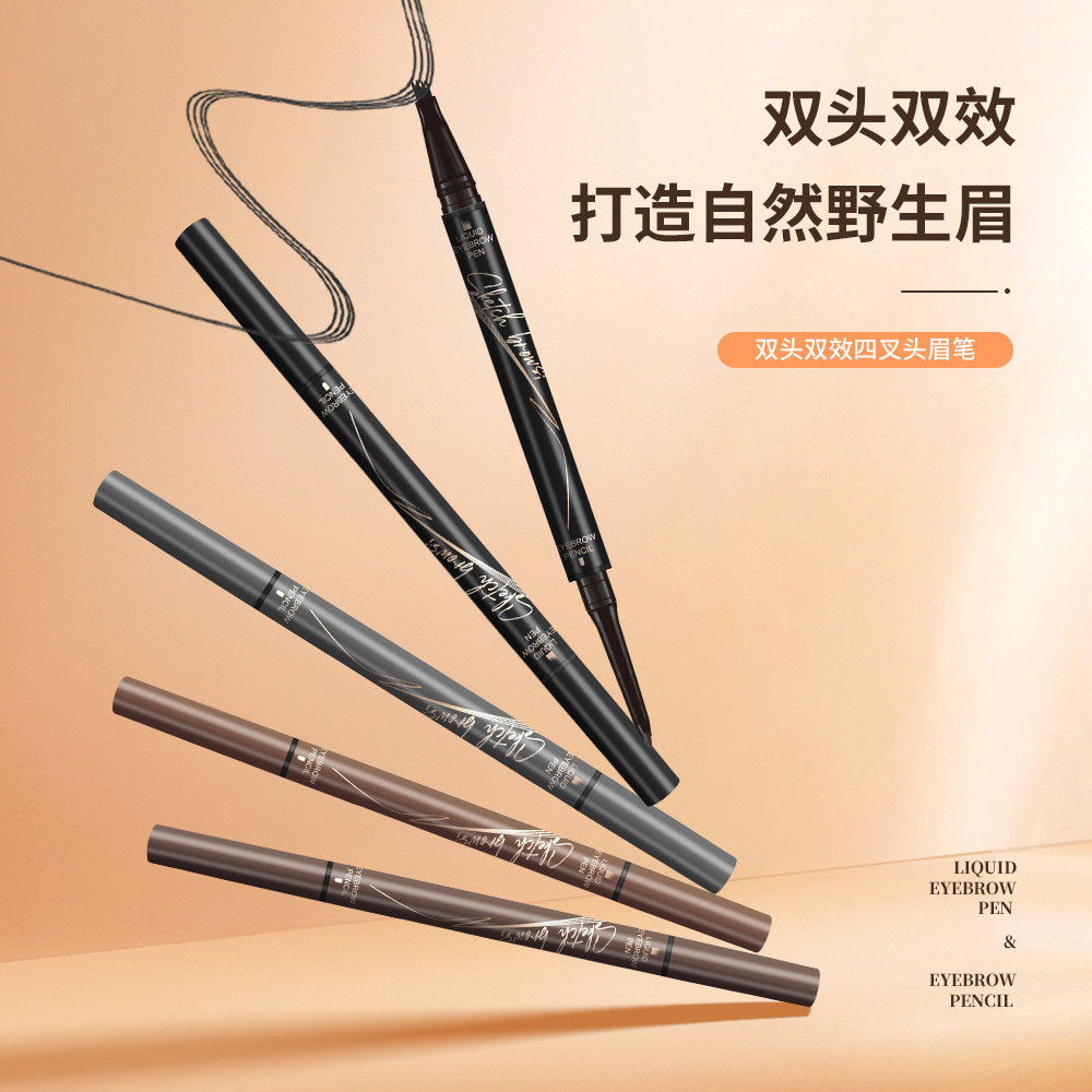 MusicFlower Light Eyebrow Drawing ดินสอเขียนคิ้วสองหัว Four-Prong Liquid ดินสอเขียนคิ้ว Two-in-One M