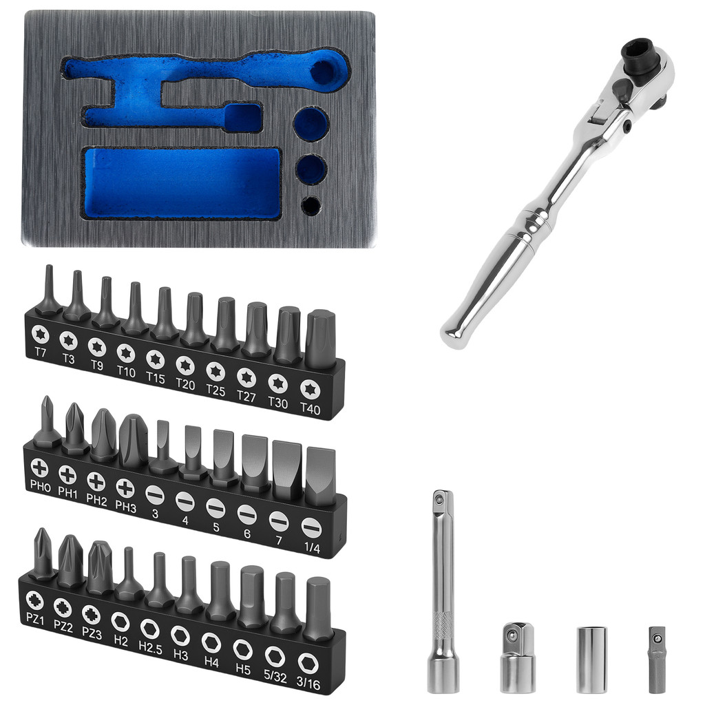 ชุดดอกสว่านวงล้อไมโคร 180 องศาการเคลื่อนไหว Reversible Flex Head Ratchet ประแจสําหรับเฟอร์นิเจอร์เคร