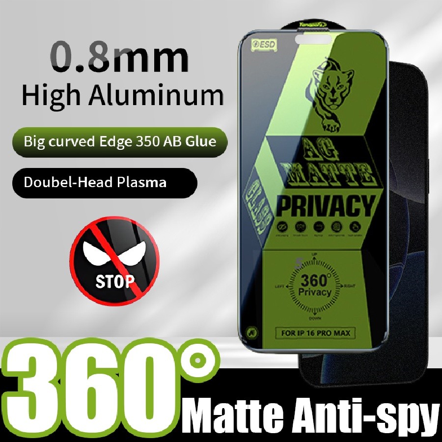 คลุมทั้งหมด 360 Matte Privacyกระจกนิรภัยสําหรับ iPhone 17 Air 16 15 14 13 12 11 Pro Max Plus X XR XS Max Anti-Spyป้องกันหน้าจอ