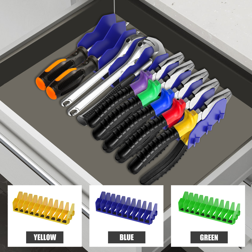 Plier Organizer Rack 10 ช่องเครื่องตัดคีม Organizer Rack ประหยัดพื้นที่ Plier Organizer ฐานยางกันลื่