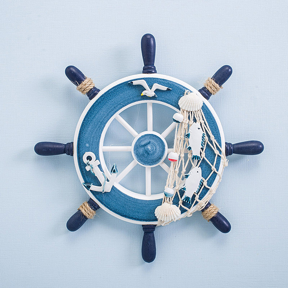 Nautical เรือพวงมาลัย Rudder เครื่องประดับไม้ Rudder Wall Decor สําหรับห้องน้ําประตูแขวนเครื่องประดั