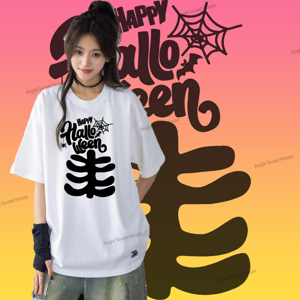 (จัดส่งตลอด 24 ชั่วโมง）REOY_STUDIO♥Halloween  เสื้อฮาโลวีน พิมพ์ลาย คอกลม T-shirt  ใส่สบาย ไม่หด ไม่