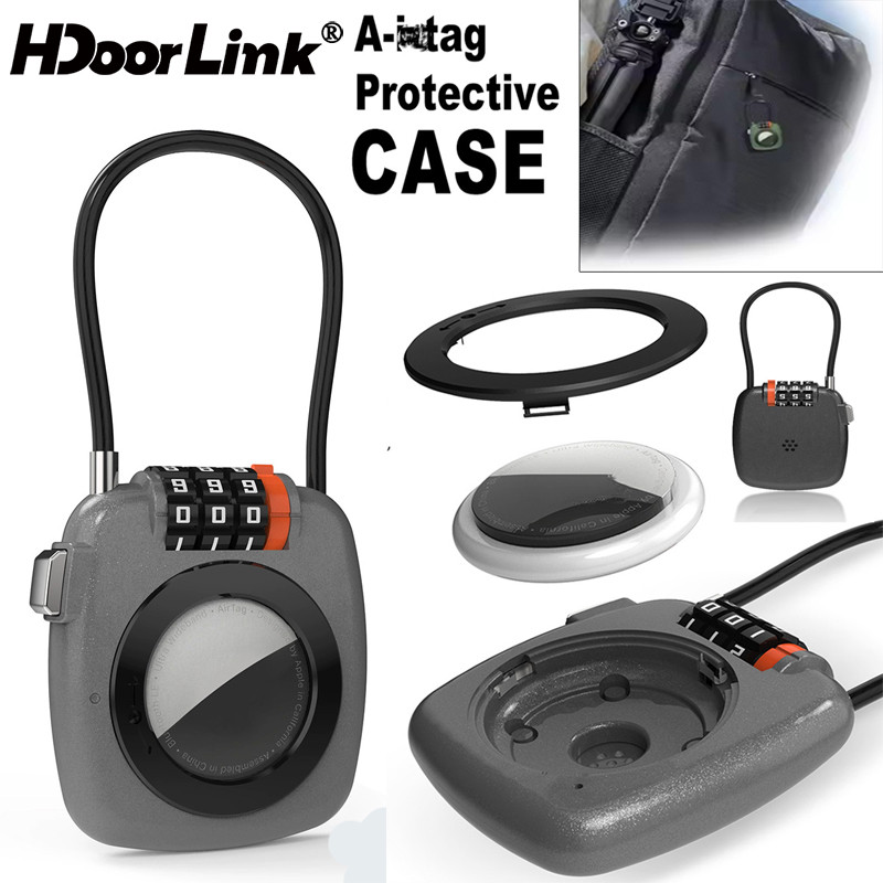 HdoorLink ใช้งานร่วมกับ Aple Air-Tag Secure Lock พร้อมสายไฟ 3 หลักรหัสล็อคกระเป๋าเดินทาง Anti-Lost เคสป้องกันสําหรับกระเป๋าเดินทาง
