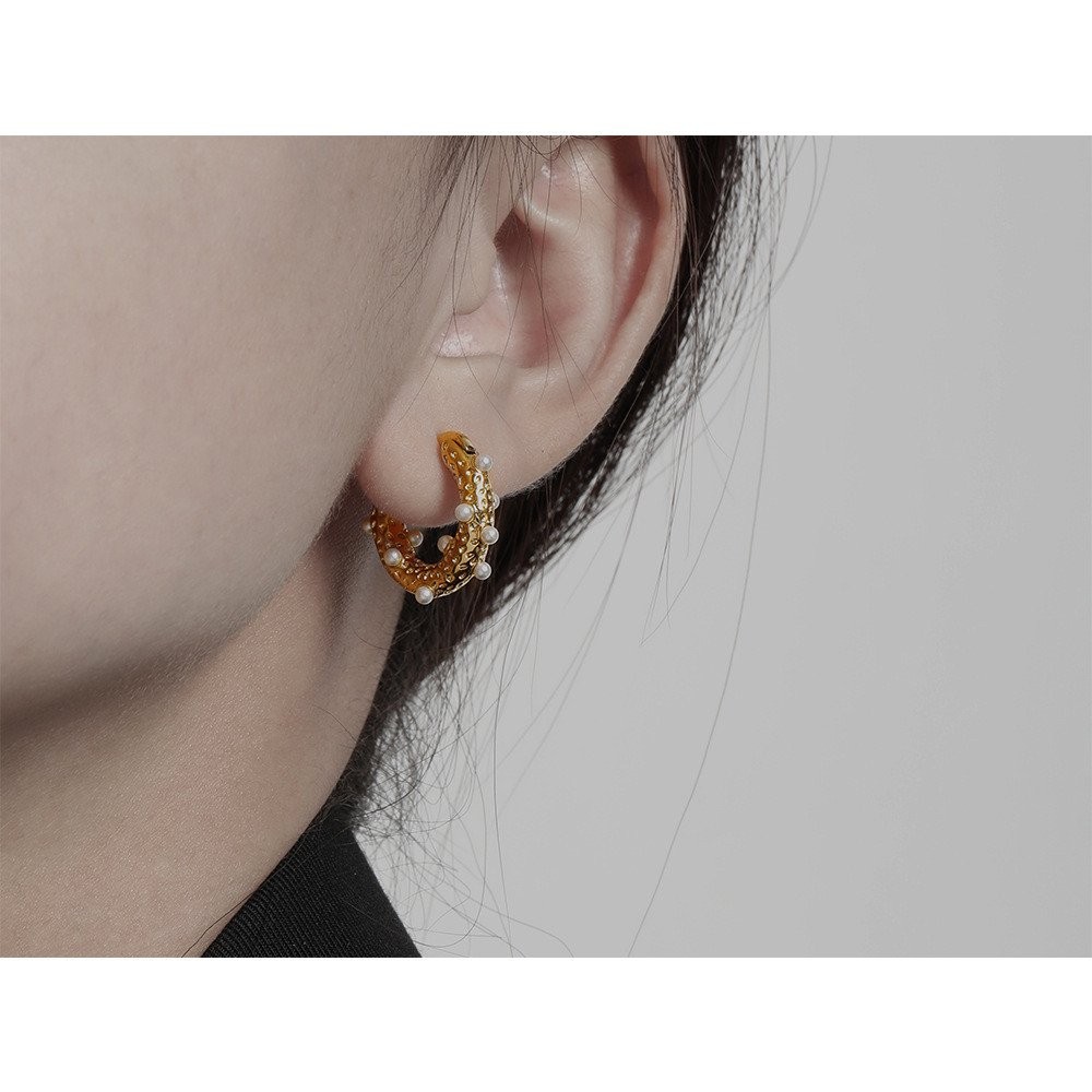 หูฟังแบบห่วงดีไซน์หรูจาก Niche City สร้อยคอมุกวงกลมและแก้วฝรั่งเศส EFT326