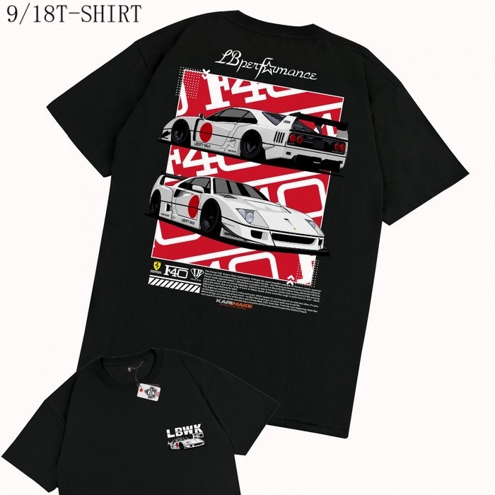 เสื้อยืดผ้าฝ้ายพร้อมลาย Mobil Ferrari F40LBWK สำหรับไซต์ S ถึง 4XL