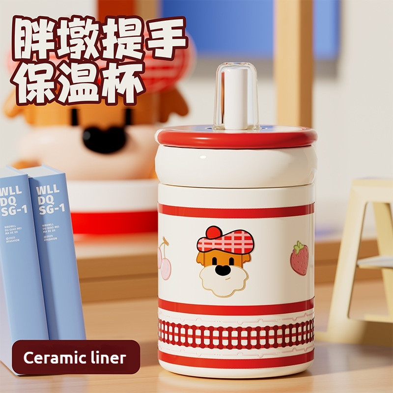 Pipjoy แก้วกาแฟน่ารัก กระบอกน้ำหลอดดูดน้ํา 500ml แก้วน้ำเก็บความเย็น sus316 ขวดน้ำพกพา