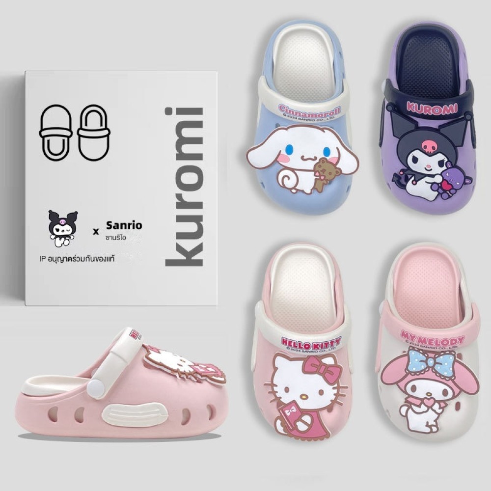 Sanrio รองเท้ามีรูสำหรับเด็กรองเท้าแตะชายหาดแบบเจ้าหญิงสำหรับเด็กผู้หญิงแบบใหม่2025 ✨b_hapyth.ooi93.th✨