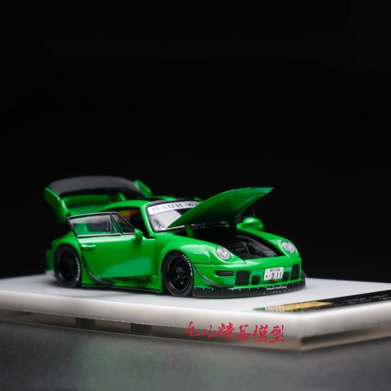 PGM 1/64 รุ่น Porsche RWB993 สีเขียวมินิจําลองโลหะผสมเปิดเต็มรูปแบบของสะสมรถรุ่น