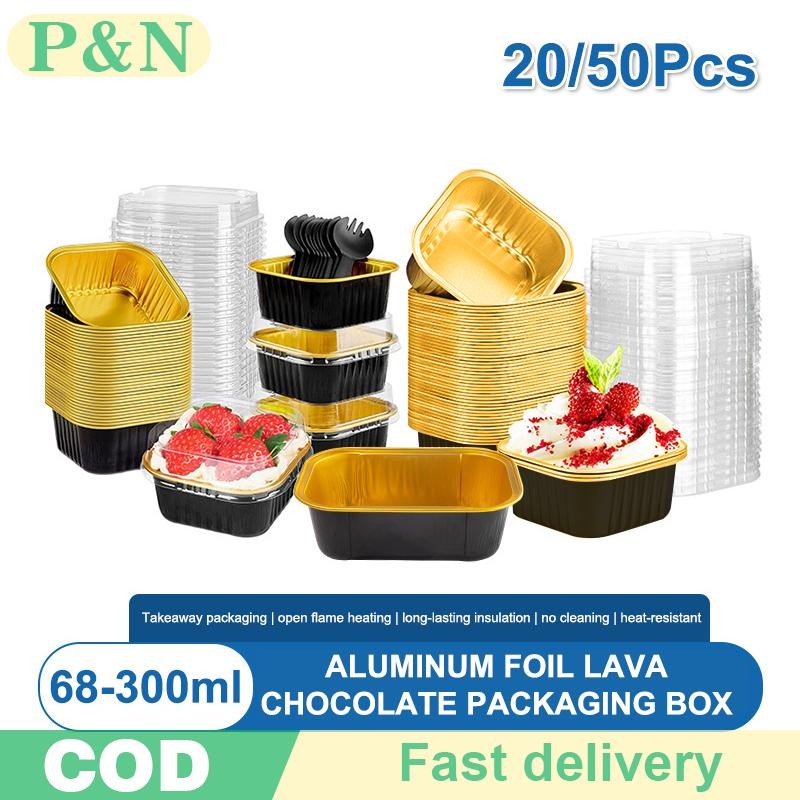 [P&N] 10/20/50pcs ฟอยล์ Cupcake Liners ทนความร้อนอลูมิเนียมเค้กถ้วยรอบเบเกอรี่ถ้วยพร้อมฝาปิดห้องครัวงานแต่งงานวันเกิด Party Supply [cod]