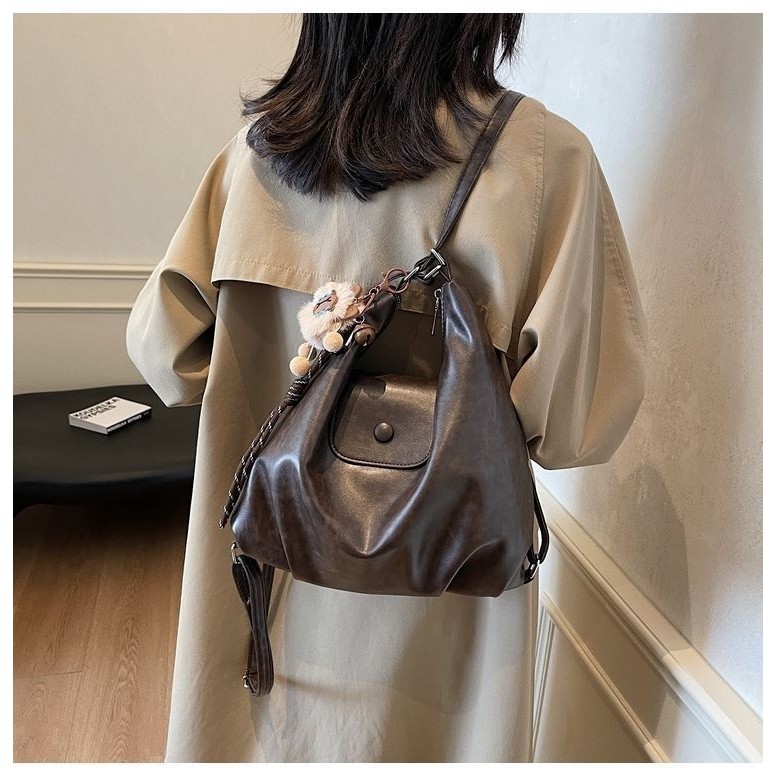 กระเป๋าขนาดใหญ่ผู้หญิง Multi-Functional 3-in-1 Vintage กระเป๋าสะพายขนาดใหญ่ความจุ Convertible Crossb