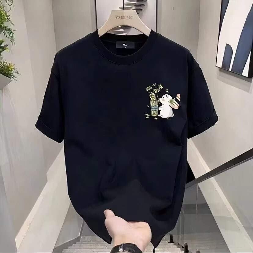 2025 NEW 2025P17 (Long-staple Pure Cotton 230g) D-552 Black/White/S-5XL Size new23 8H6Q