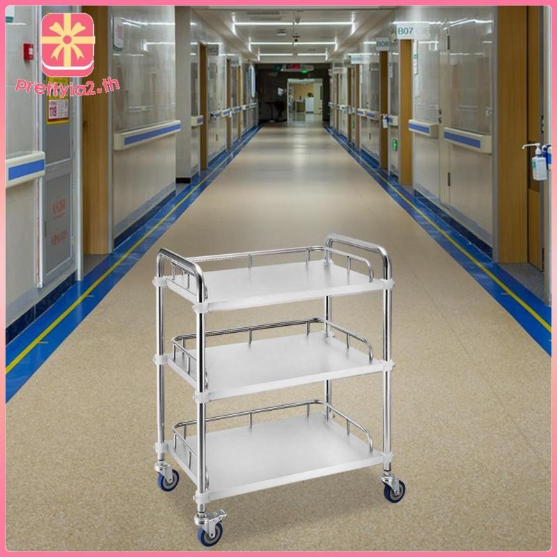 [Prettyia2] Mobile Lab Utility Cart พร้อม 4 ล้อเบรค 45x35x86 ซม. กลิ้งอเนกประสงค์