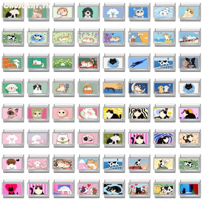 สร้อยข้อมือcharmดอกไม้และผีเสื้อสไตล์อิตาเลียน ขนาด9มม.สำหรับDIY retro พร้อมอุปกรณ์เสริม