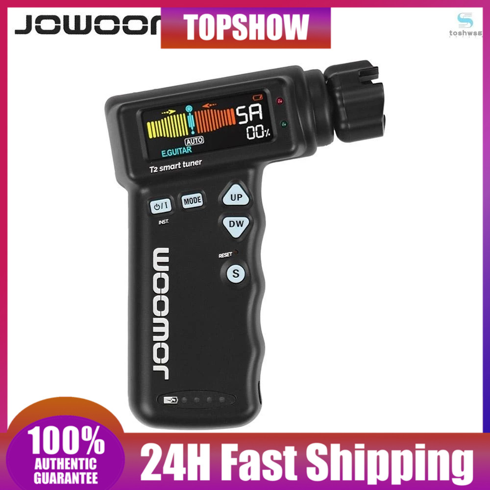 JOWOOM T2 มัลติฟังก์ชั่นสมาร์ทกีตาร์จูนเนอร์ Peg String Winder สําหรับกีตาร์ Ukulele Chromatic Tunin