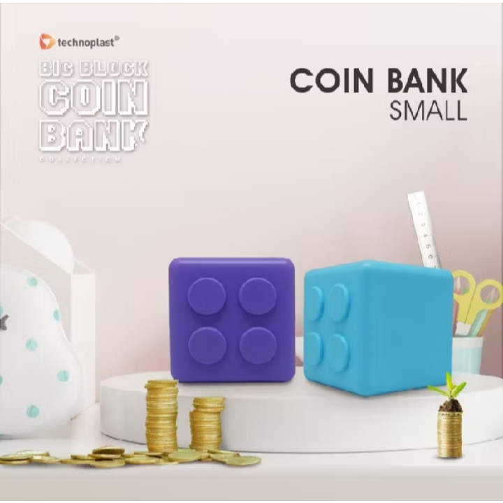 TECHNOPLAST COIN BANK BIG BLOCK ขนาดเล็ก | ตัวต่อเลโก้พลาสติก PIGGY BANK CP901