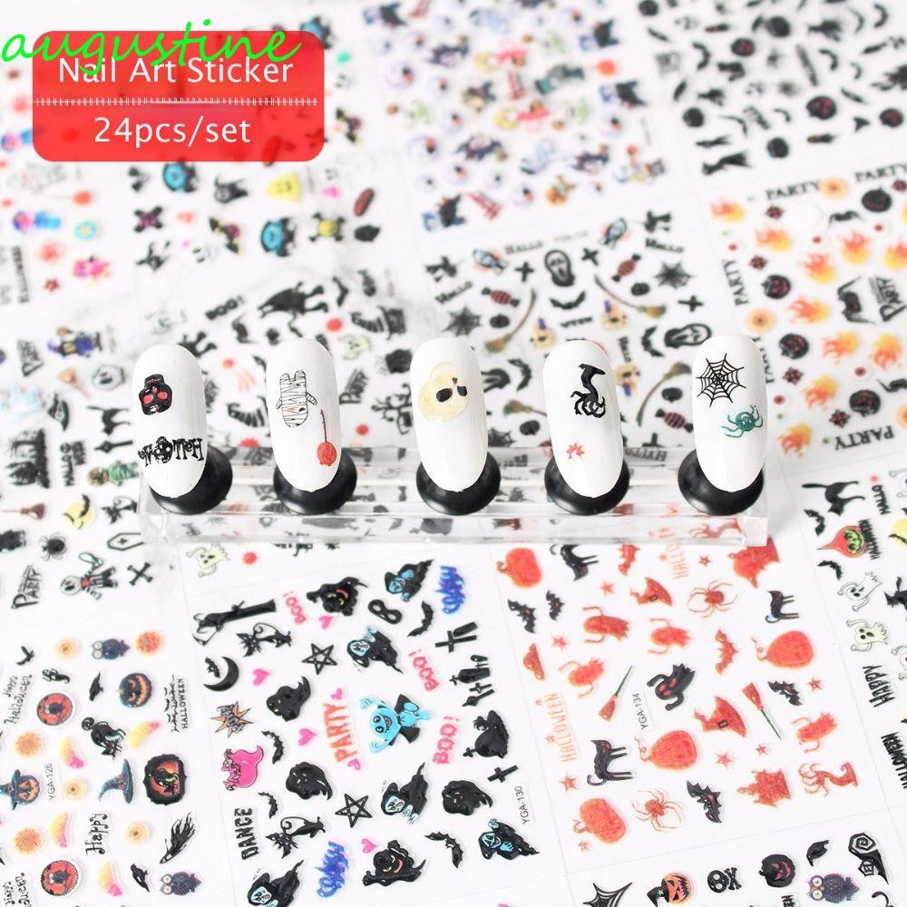 AUGUSTINE Manicuring Sticker Girls Nail Salon Skull Lace Nail Art Decals