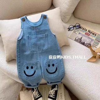 เด็กฤดูใบไม้ผลิฤดูใบไม้ร่วง Overalls Boys Soft Denim Jumpsuit แฟชั่น All-Match กางเกงลําลองเด็ก 0 ถึง 1 ปี