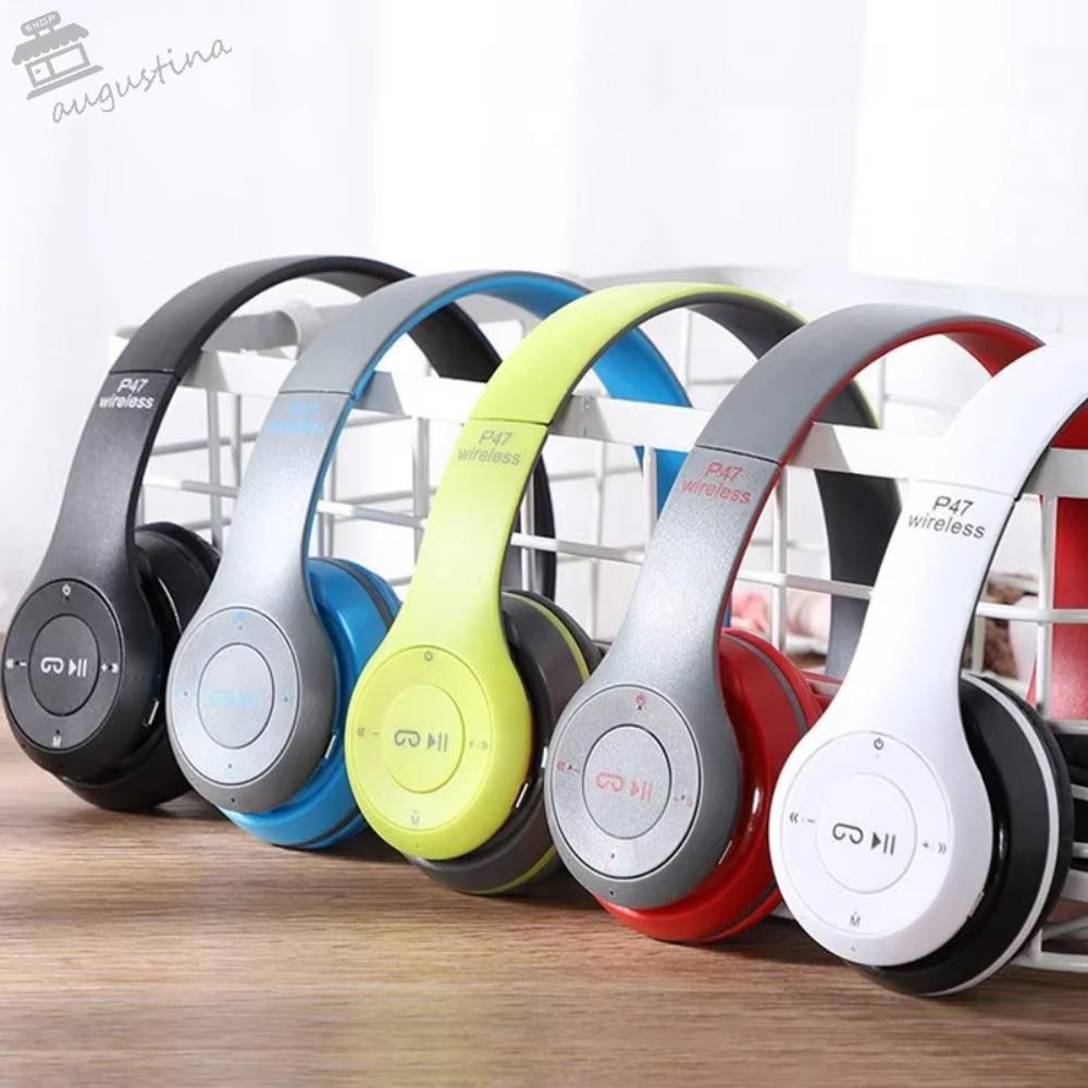 AUGUSTINA P47 ชุดหูฟังบลูทูธ,หัวติดตั้งเสียงไฮไฟ P47 หูฟัง,แบบพกพาสามารถเสียบสายพับ Vintage P47 ชุดห