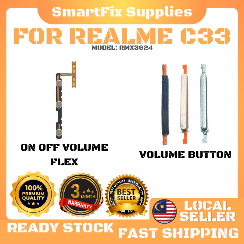 เข้ากันได้กับ Realme C33 RMX3624 ปุ่มปรับระดับเสียงริบบิ้น Flex Volume