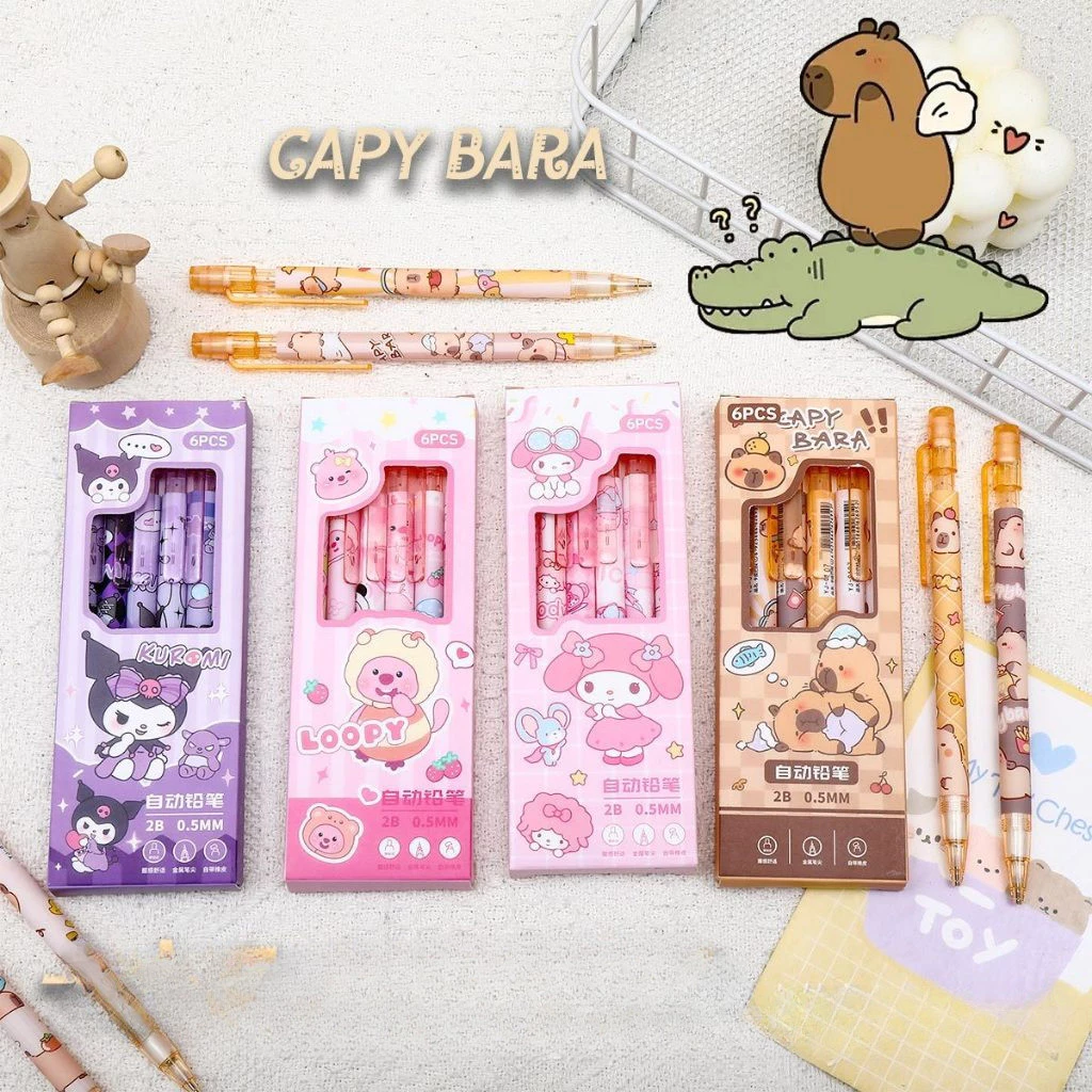 ดินสอกดลายการ์ตูน KT คาปิบาร่า ดินสอนักเรียนน่ารักๆ 6แท่ง/1แพค 0.5mm พร้อมส่งจากไทย