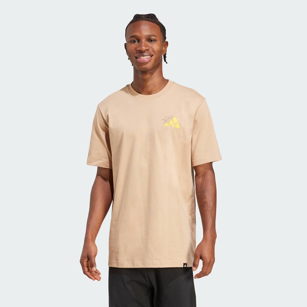 adidas ไลฟ์สไตล์ เสื้อยืดพิมพ์ลาย Food Grilled Cheese ผู้ชาย สีน้ำตาล JM6461