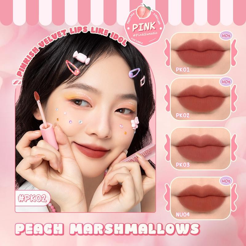 PINKFLASH Fuzzy-Soft Velvet Matte Lip Clay น้ำหนักเบา High Pigment Lip Mud สำหรับริมฝีปากและแก้ม 2.3