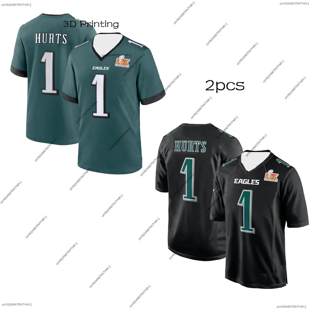 เสื้อยูนิฟอร์มฟุตบอล Jalen Hurts สำหรับผู้ชาย เซ็ท 2 ชิ้น พร้อมลายพิเศษ