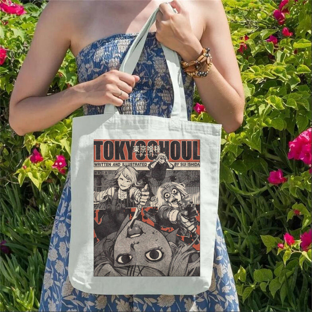 กระเป๋าผ้าTokyo Ghoul ลายKaneki Ken และSuzuya Juuzou สำหรับการเดินทางและการใช้งานทุกวัน