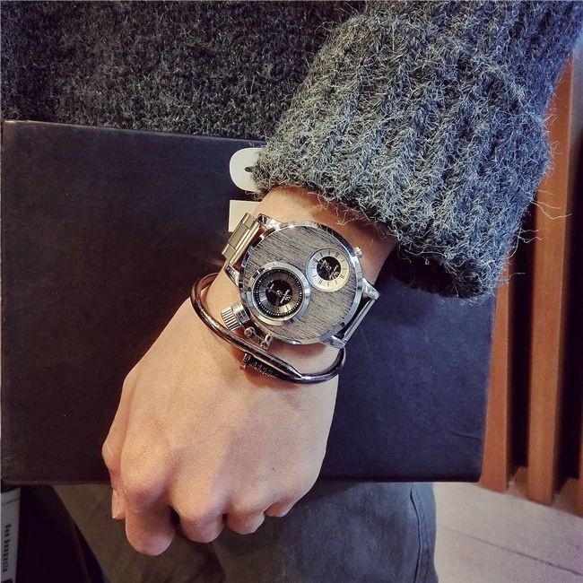 陈冠希bigbang超大表盘男手表创意双指针合成皮钢带潮Edison Chen bigbang Super Large Dial Male20251009