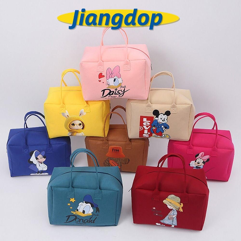 JIANG กระเป๋าเดินทางสักหลาด, กระเป๋าถืออาหารกลางวันความจุขนาดใหญ่พิมพ์ลายการ์ตูน, กระเป๋าเดินทางแบบพกพาที่ทนทาน