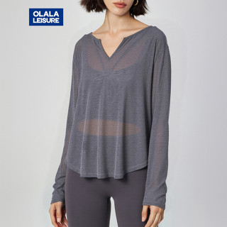 Olala Leisure Casual Yoga Sports T-shirt Long Sleeves V-neck…