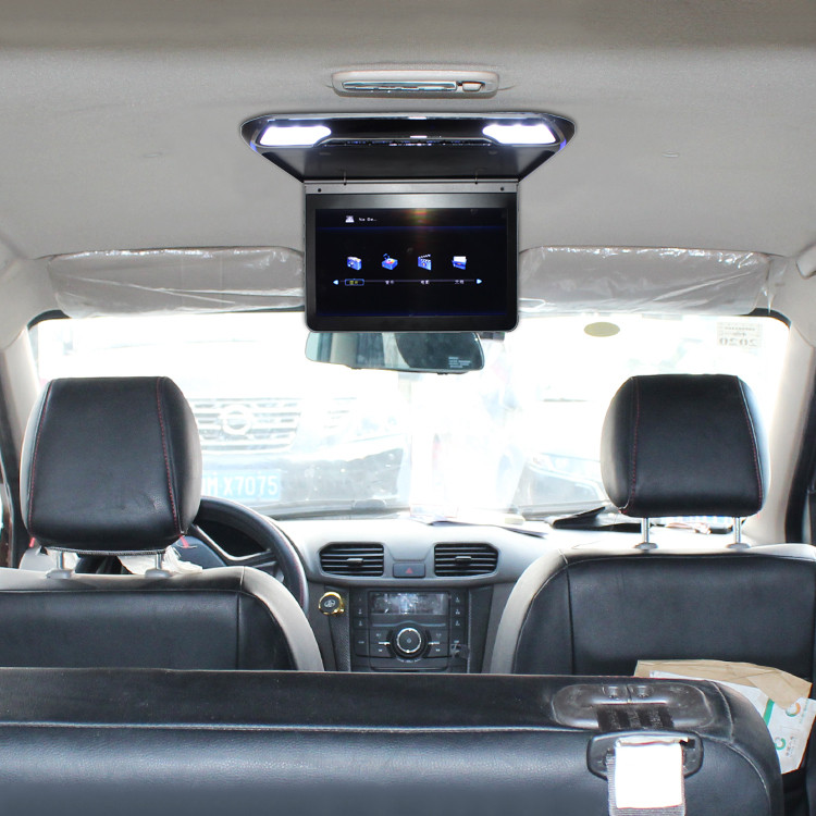 37 ซม.HD จอแสดงผลเพดาน HDMI บางเฉียบ MP5 มุมกว้าง 1080P LCD TV หน้าจอ IPS ธุรกิจรถ FM