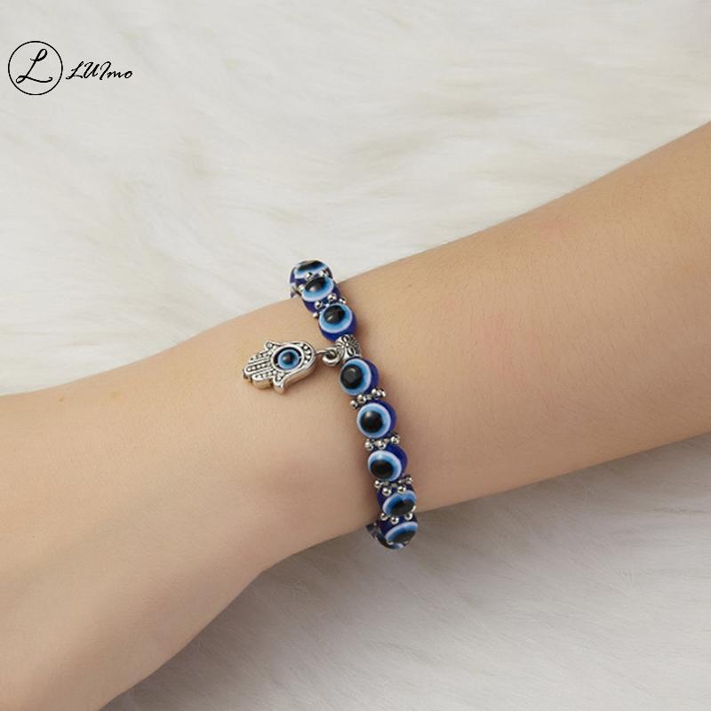 LUImo 2021 Charm Blue Evil Eye Luy สร้อยข้อมือลูกปัดแก้วกําไลข้อมือผู้หญิงผู้ชายเครื่องประดับของขวัญใหม่