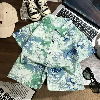 Dolemi Baby ชุดเซต เด็กชาย เสื้อ กางเกง ขาสั้น แขนสั้น คอปก เสื้อเชิีต ผ้านิ่ม ผ้าไหมอิตาลี 8ลาย