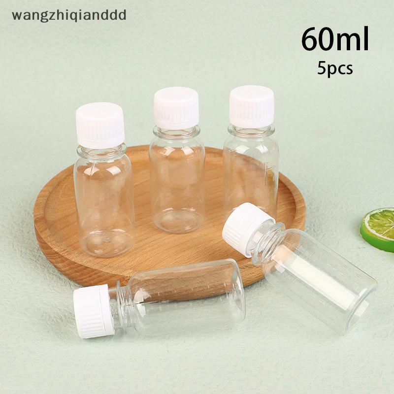 Hot 5 ชิ้น 60ML ขวดพลาสติกขนาดเล็ก Ginger Shot พร้อมฝา มินิขวดน้ําผลไม้นํากลับมาใช้ใหม่ ป้องกันการรั่ว