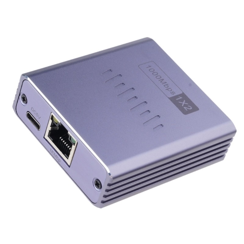 AMOONA 2 พอร์ต 1000Mbps RJ45 Gigabit Ethernet Switches 1000Mbps Fast Speed Splitter สําหรับเครือข่าย