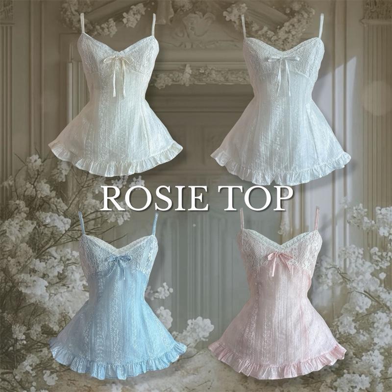 Rosie top สายเดี่ยวลูกไม้ ผ้าโรซี่