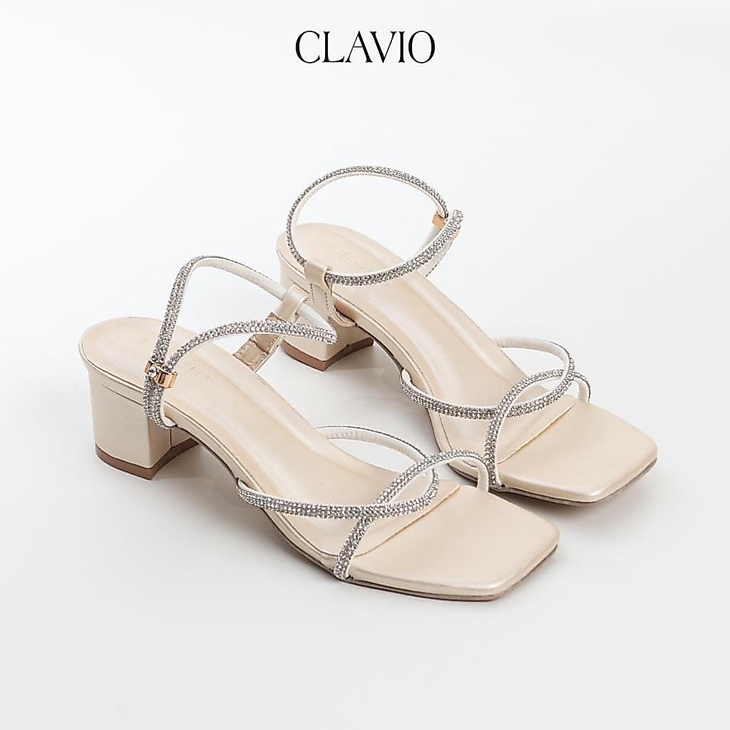 Clavio Moana Elegant Rostradlin ผู้หญิงเพชรอัญมณีหรูหราสวยปาร์ตี้รองเท้าส้นสูงรองเท้าแตะ