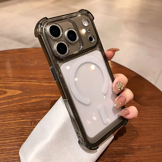 หรูหราแม่เหล็กชาร์จไร้สายเคสโทรศัพท์สําหรับ ไอโฟน 16 17 15 14 13 11 12 มือโปร สูงสุด อากาศ โปร่งใสกันกระแทกฝาครอบกันชน