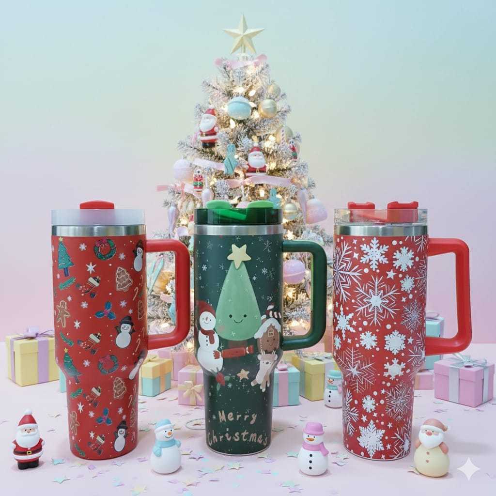 TUMBLR CHRISTMAS EDITION 40OZ TUMBLR XMAS สแตนเลสความร้อนและเย็น