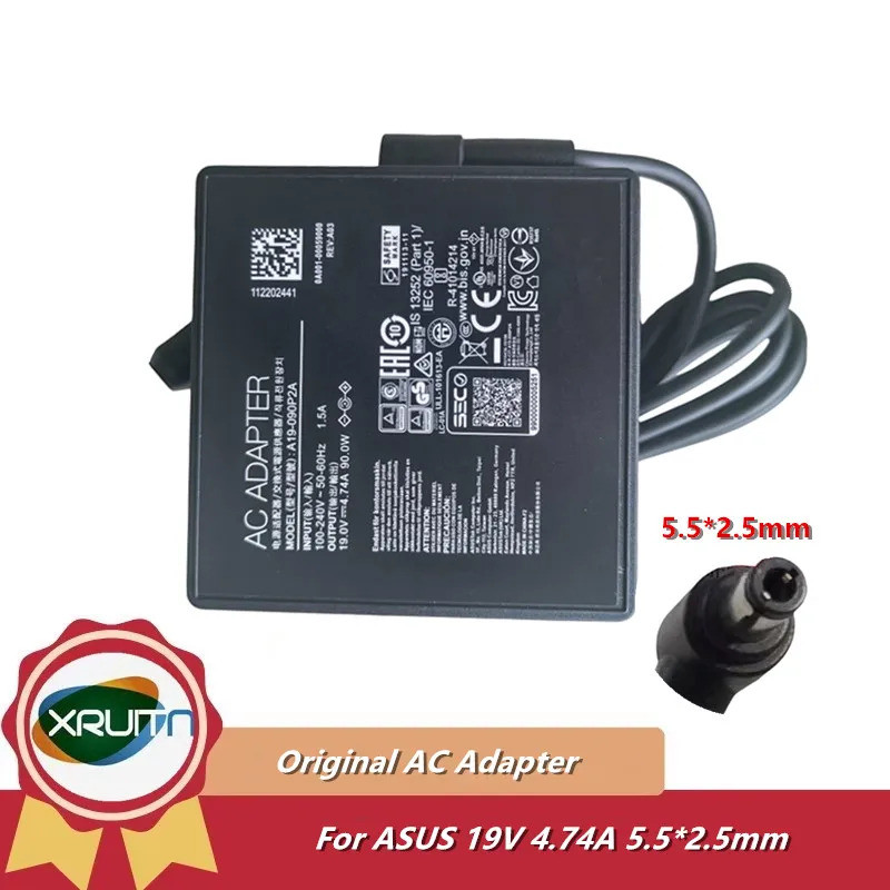 ของแท้สําหรับ ASUS แล็ปท็อปชาร์จ AC/DC อะแดปเตอร์ A19-090P2A ADP-90LE B 19V 4.74A 90W 5.5*2.5 มม.