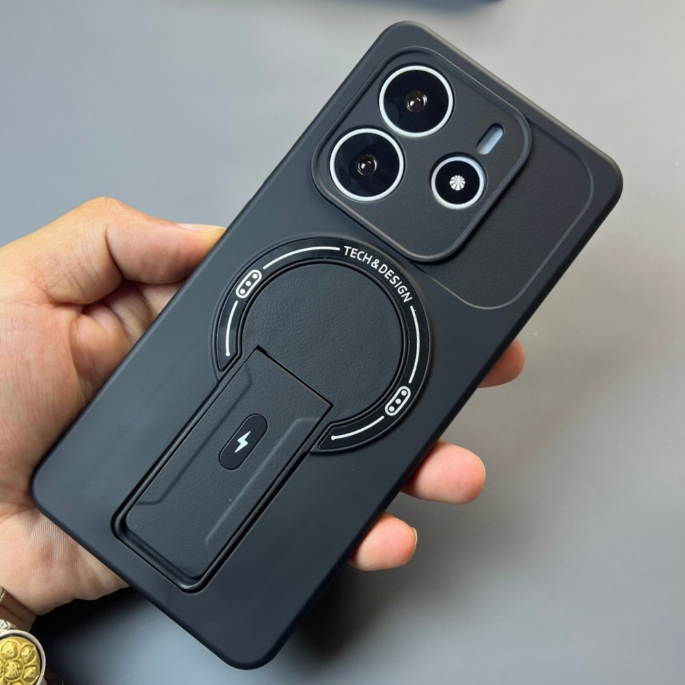 ซิลิคอนสีดําเคสโทรศัพท์สามารถยืนขึ้นสําหรับXiaomi 15 14 14T 15T POCO M8 M7 X8 X7 X6 F8 F7 F6 M6 F8 P