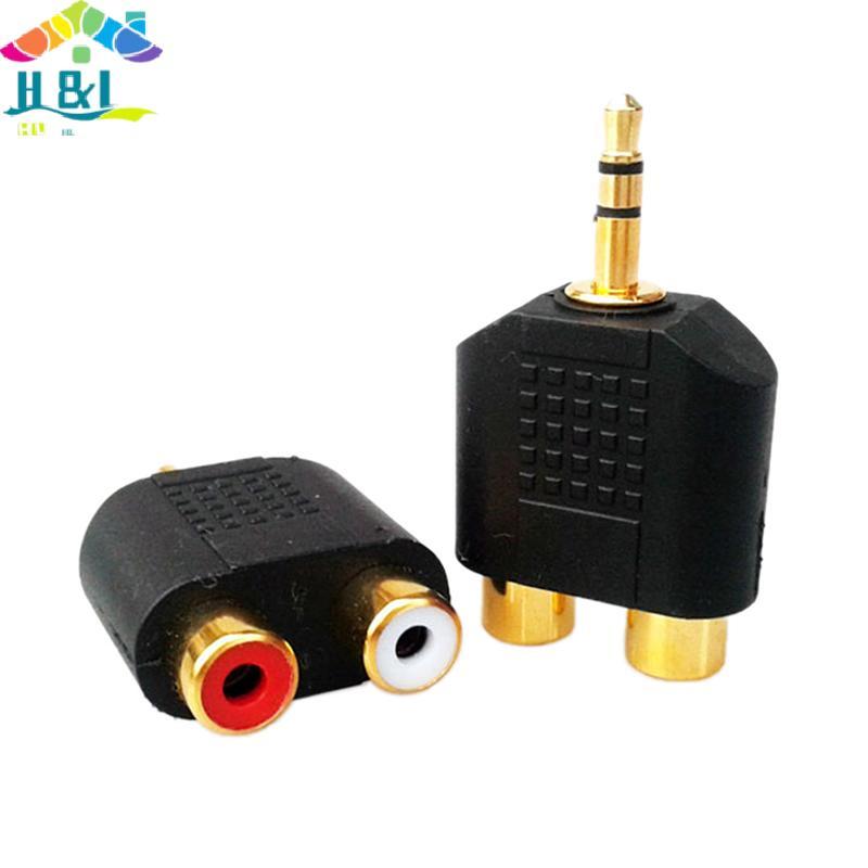 H&L 1 PC Gold Plated stereo Audio male Plug to 2 RCA female ja Y 3.5mm Adapter {th}