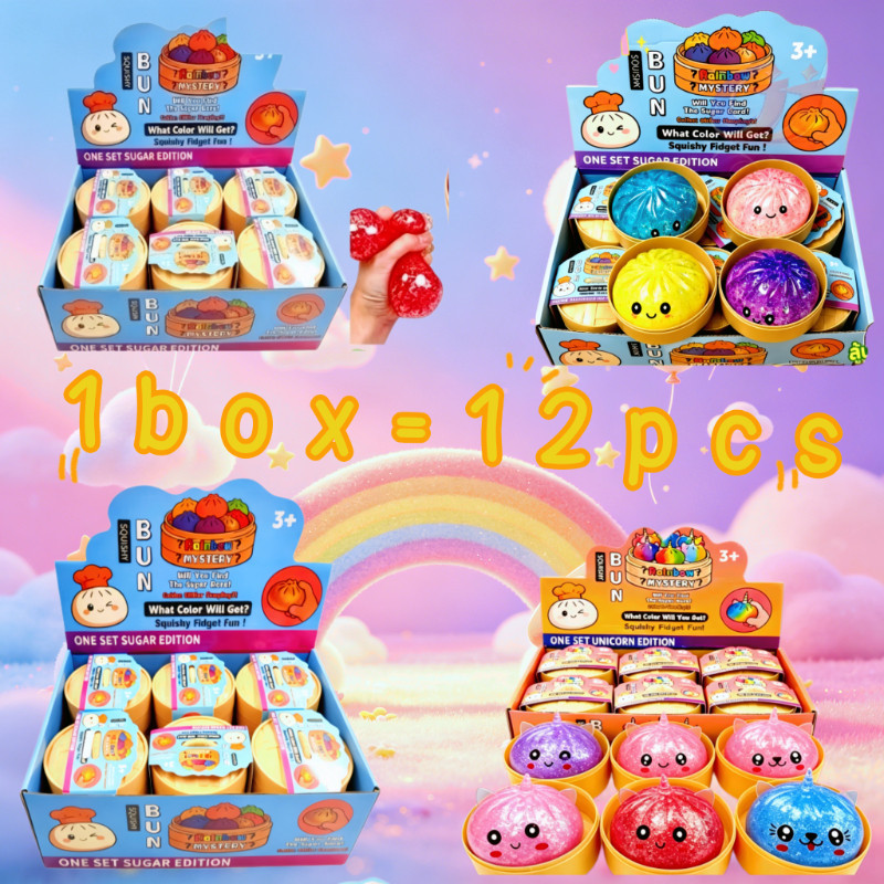 ของเล่นบีบและบีบอัดนุ่ม 12 แพ็ค ของเล่นลดความดันน่ารักทุกชนิด,สีสดใส ของเล่นคลายเครียด ส่งเสริมการผ่อนคลาย ยืดได้ สีสดใส