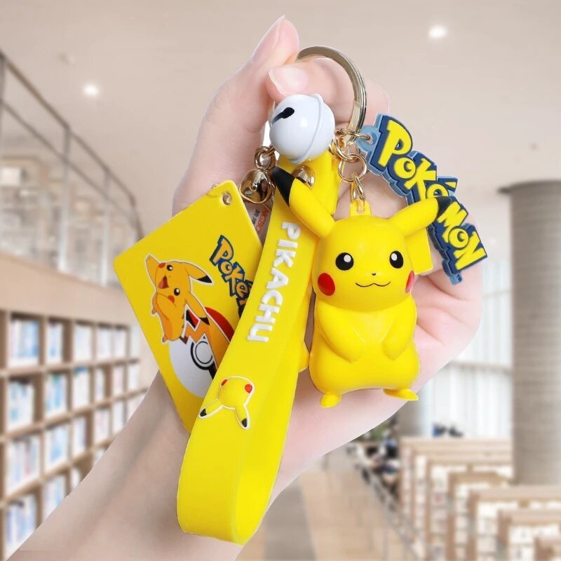Hi ของเล่นของแท้ Pokemon Action Figure Pikachu พวงกุญแจ Pokémon Squirtle Psyduck พวงกุญแจกระเป๋าเป้ส