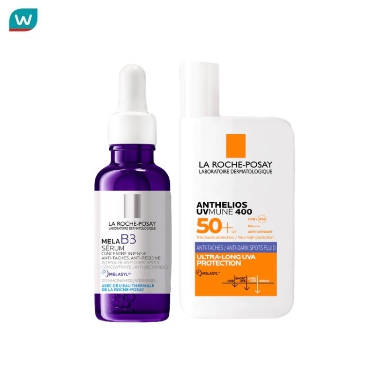 [เซตลดจุดด่างดํา] La Roche-Posay ANTHELIOS UVMUNE400 ANTI-DARK SPOTS FLUID 50ml + MELA B3 Serum 30ml